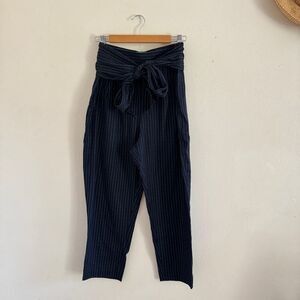 Anthropologie Marin High Rise Pinstripe Tapered Pants Black Size 10